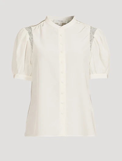 Lace-Inset Silk Shirt