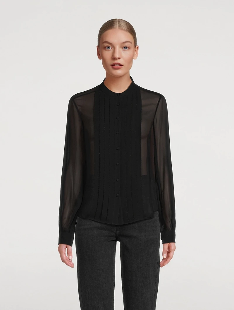 Sheer Silk Tuxedo Shirt