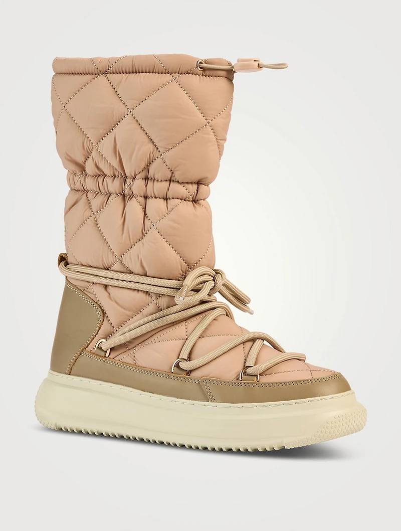 Gravita Quilted Nylon And Leather Puffer Boots