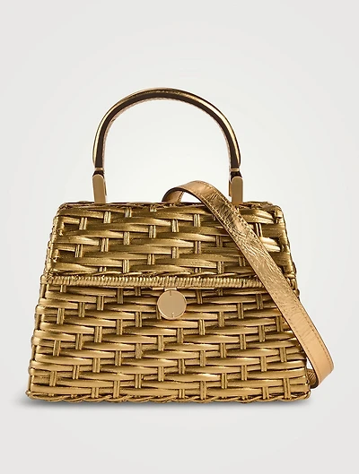 Nano Sybil Metallic Rattan Top Handle Bag