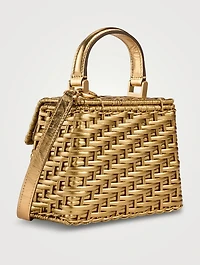 Nano Sybil Metallic Rattan Top Handle Bag