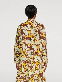 Aria Embellished Cotton Shirt Blurred Floral Print