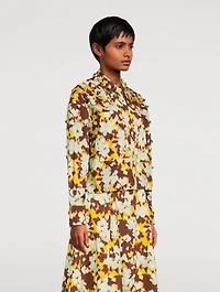 Aria Embellished Cotton Shirt Blurred Floral Print