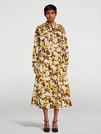 Aria Embellished Cotton Shirt Blurred Floral Print