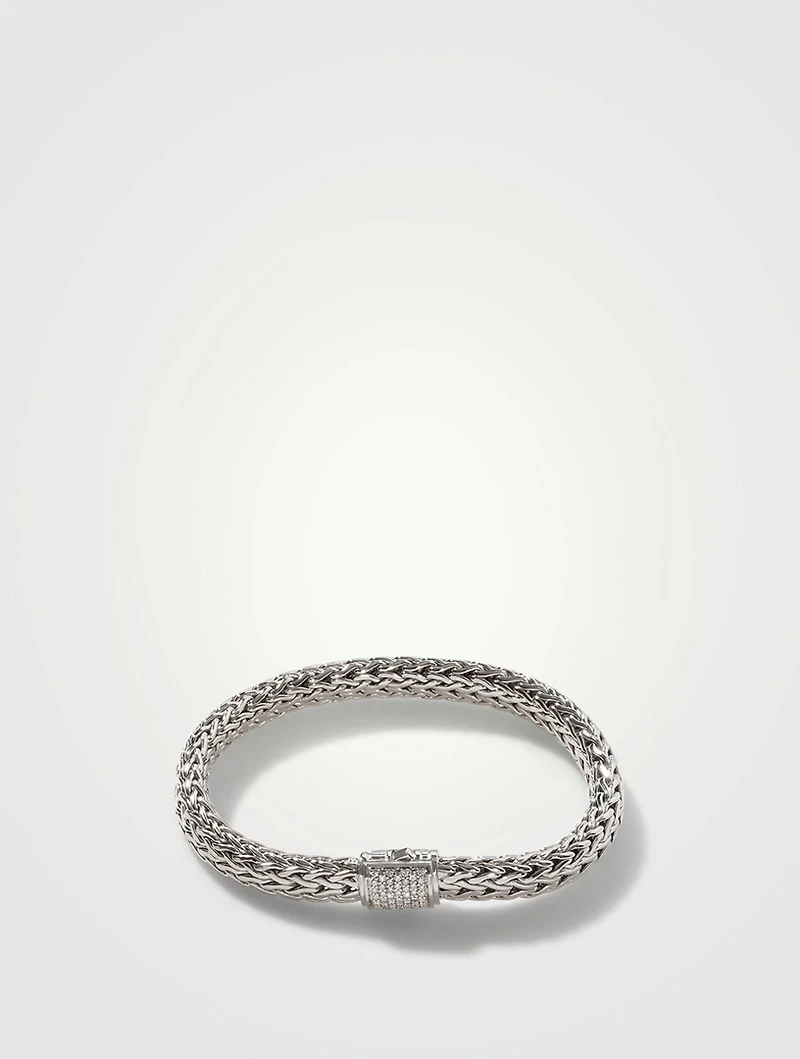 Icon Sterling Silver Bracelet With Pavé Diamonds