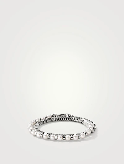 JH Essentials Silver Pearl 5mm Extra Small Chain Double Wrap Bracelet