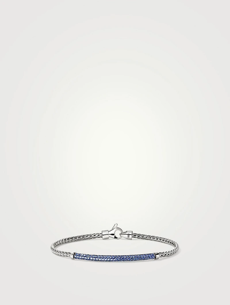 JH Essentials Silver 2.5mm Bracelet With Blue Sapphire