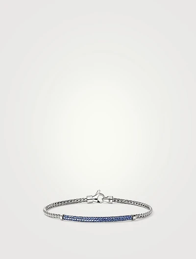 JH Essentials Silver 2.5mm Bracelet With Blue Sapphire