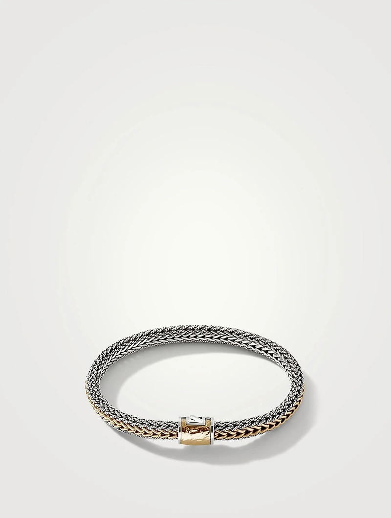 Icon 7mm Gold And Sterling Silver Reversible Bracelet
