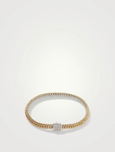 Icon 5mm Gold And Sterling Silver Reversible Bracelet With Diamonds