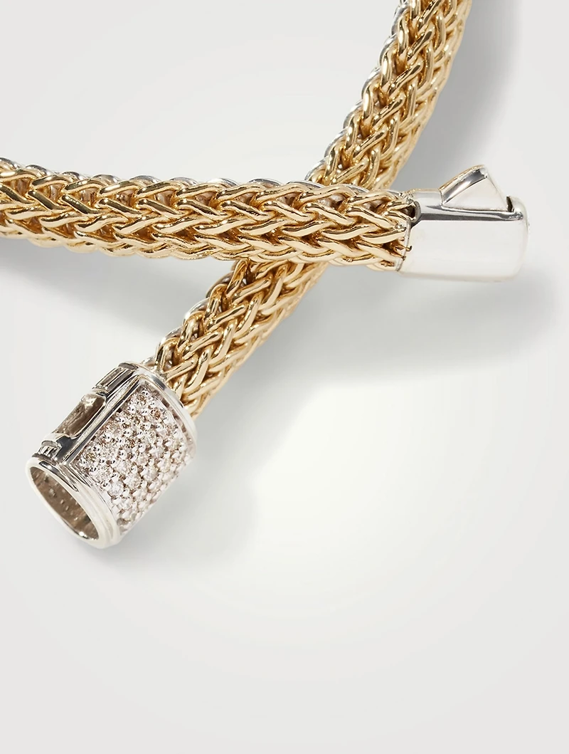 Icon 5mm Gold And Sterling Silver Reversible Bracelet With Diamonds