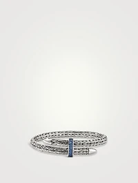 Spear Silver Bypass 5.5mm Flex Cuff With Blue Sapphire