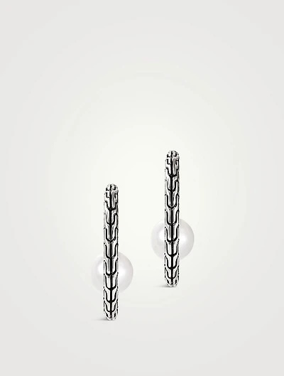 JH Essentials Silver Hoop Earrings With Pearls