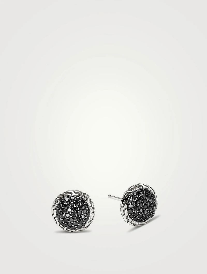 JH Essentials Silver 10mm Stud Earrings With Treated Black Sapphire
