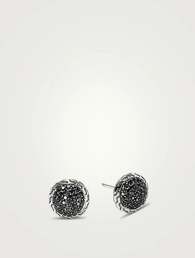 JH Essentials Silver 10mm Stud Earrings With Treated Black Sapphire