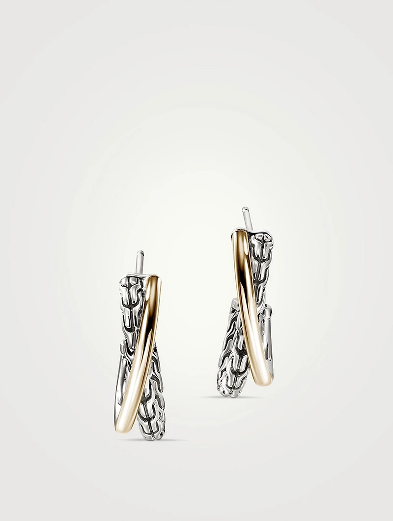 JH Essentials 14K Gold And Silver Crossover Earrings