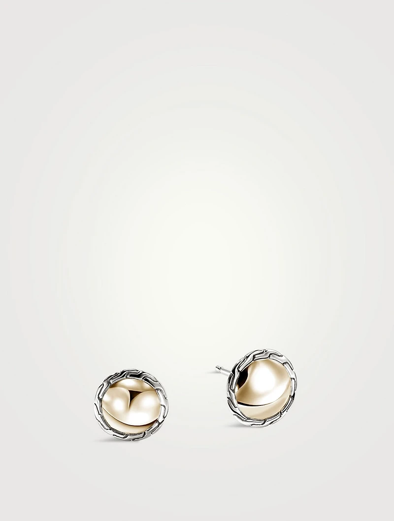 JH Essentials 14K Gold And Silver 10mm Stud Earrings