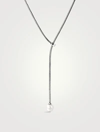 JH Essentials Silver 1.8mm Lariat Necklace With Pearl