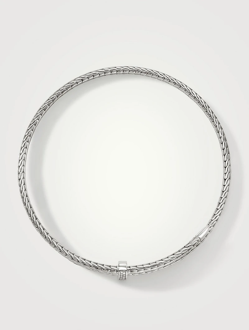Spear Silver Flex Choker Necklace Pavé Diamonds