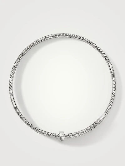 Spear Silver Flex Choker Necklace Pavé Diamonds