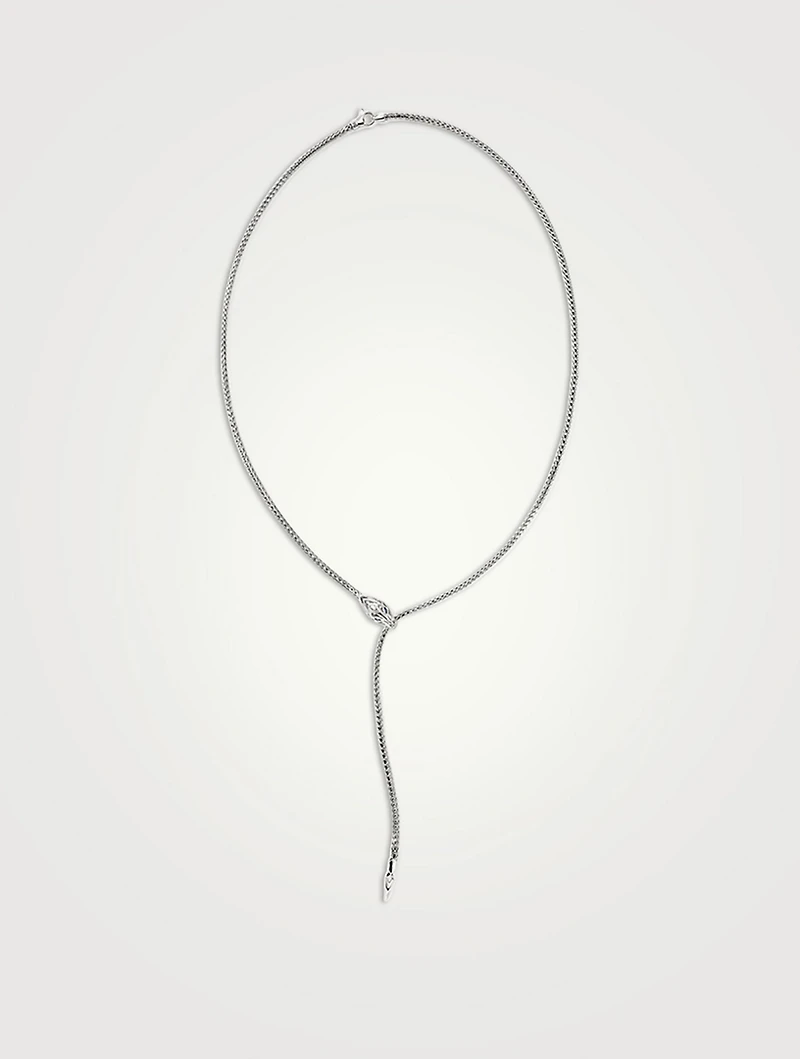 Naga Silver 2.5mm Mini Chain Necklace With Blue Sapphire Eyes