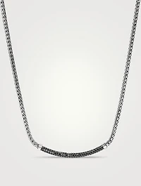 JH Essentials Silver 2.5mm Mini Chain Necklace With Treated Black Sapphire