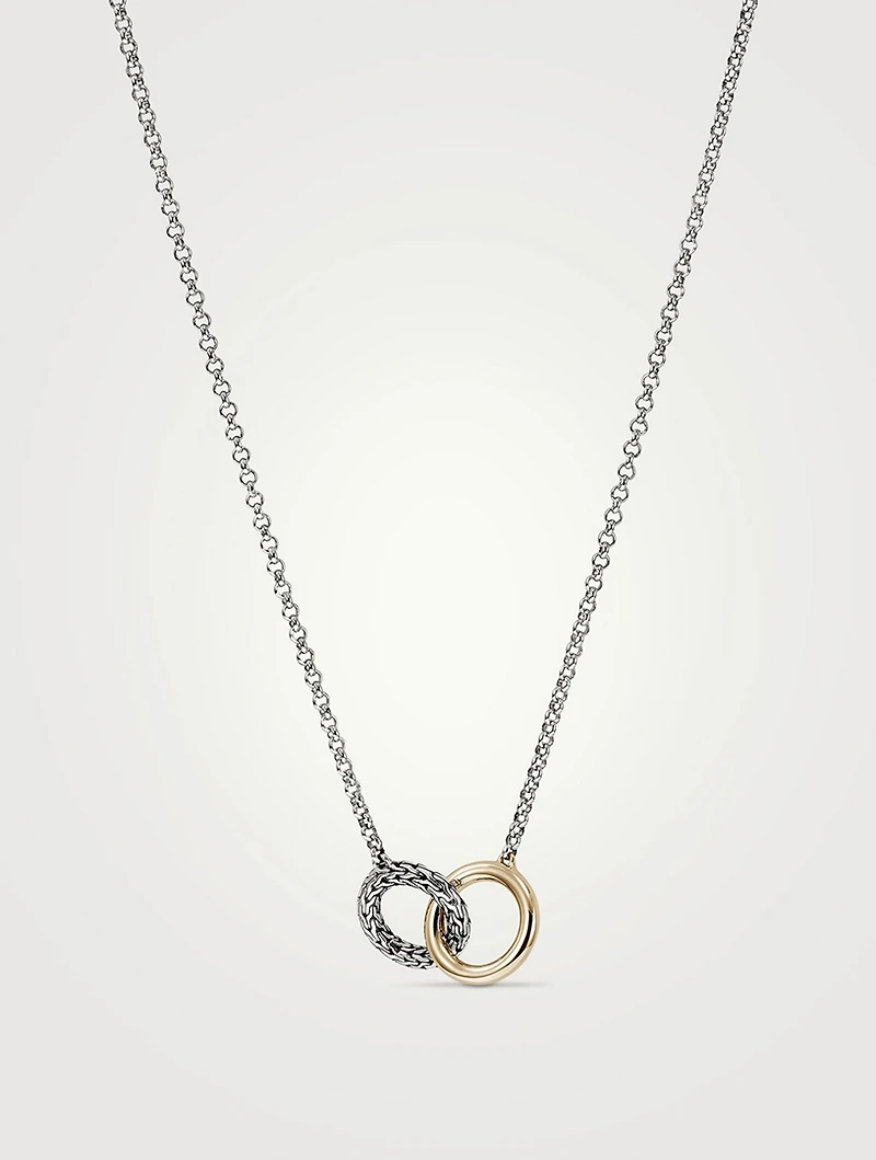 JH Essentials 14K Gold And Silver 2mm Mini Rolo Chain Interlinking Necklace