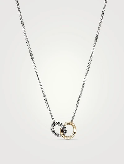 JH Essentials 14K Gold And Silver 2mm Mini Rolo Chain Interlinking Necklace