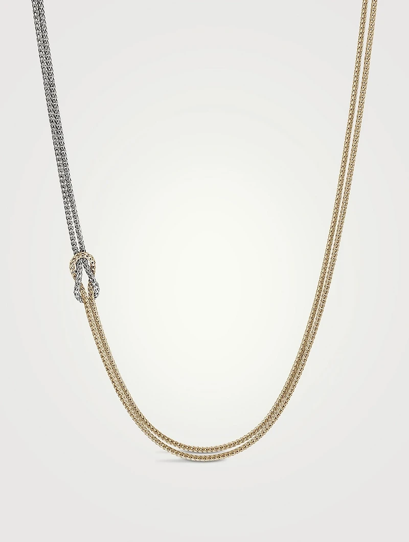 Love Knot 14K Gold And Silver 1.8mm Chain Necklace