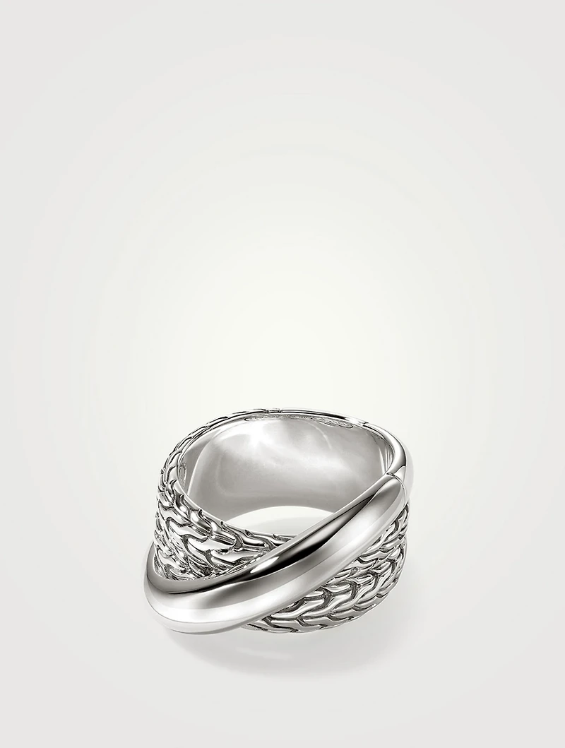 JH Essentials Silver 12.5mm Crossover Ring