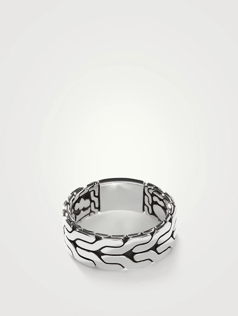 Sterling Silver Carved Chain Band Ring
