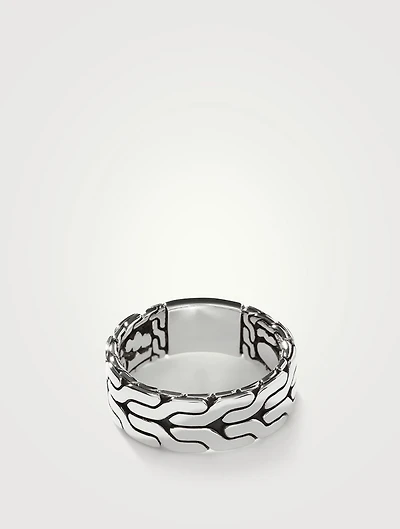 Sterling Silver Carved Chain Band Ring