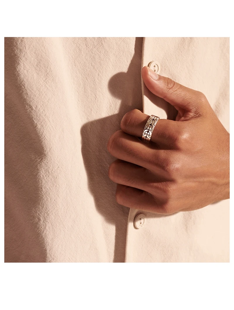 Sterling Silver Carved Chain Band Ring