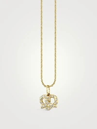 14K Gold Pretzel Necklace With Diamonds