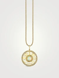 14K Gold Open Icon Opal Pendant Necklace With Diamonds