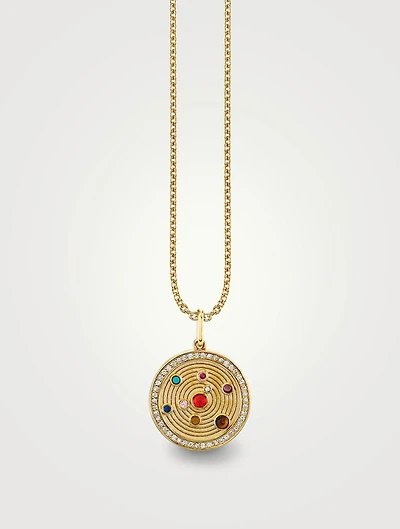 The Universe 14K Gold Coin Charm Necklace With Diamonds