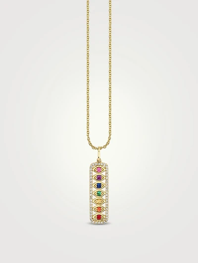 14K Gold Marquise Eye Chakra Charm Necklace With Diamonds
