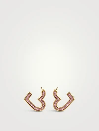 14K Gold Heart Wrap Hoop Earrings With Pavé Pink Sapphire