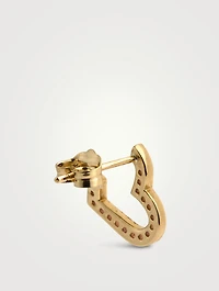 14K Gold Heart Wrap Hoop Earrings With Pavé Pink Sapphire