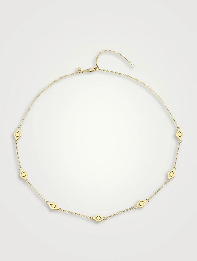 Medium 14K Gold Evil Eye Segment Necklace