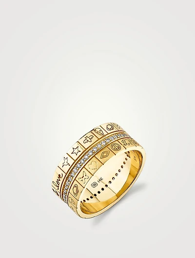 14K Gold Icon Cigar Ring With Diamonds