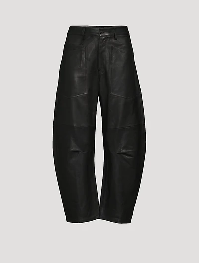 Shon Bow-Leg Leather Trousers