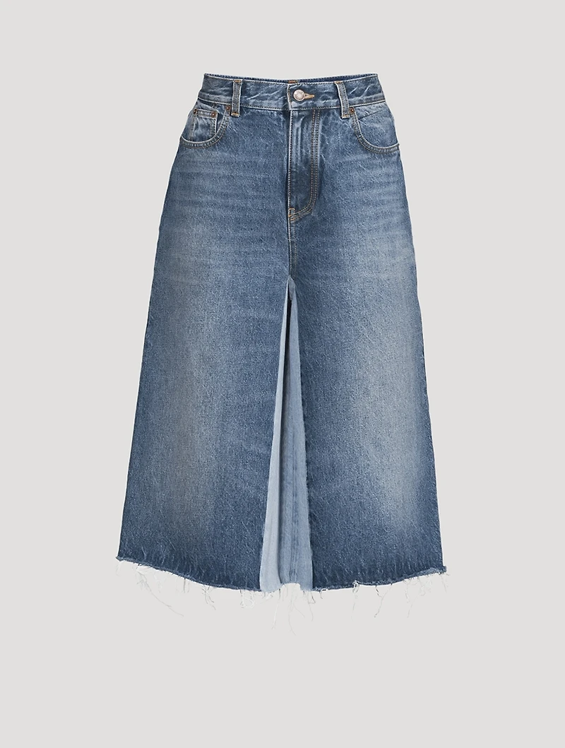Two-Tone Denim Bermuda Shorts