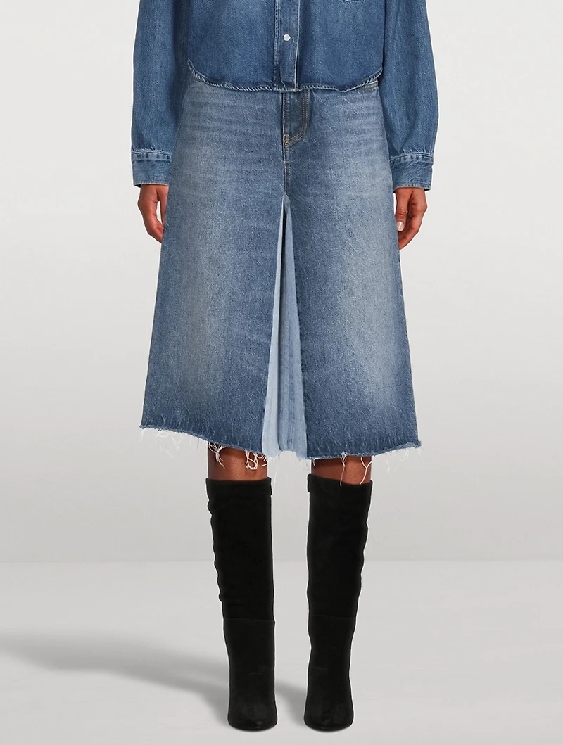 Two-Tone Denim Bermuda Shorts