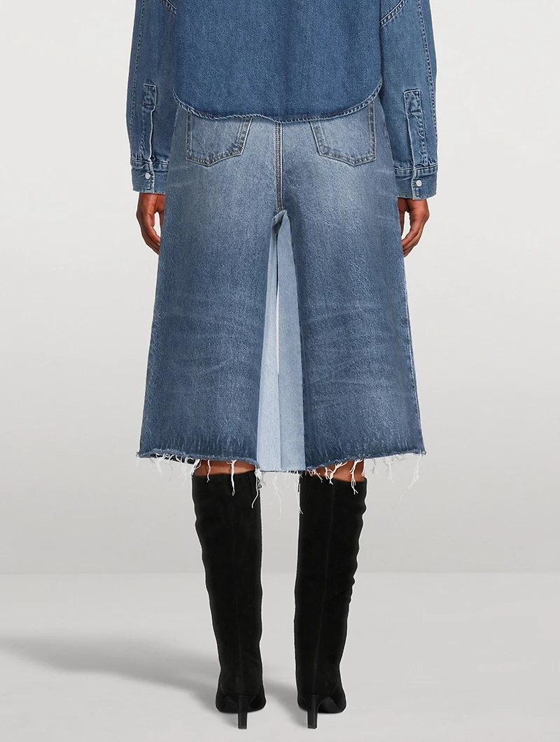 Two-Tone Denim Bermuda Shorts