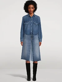 Two-Tone Denim Bermuda Shorts
