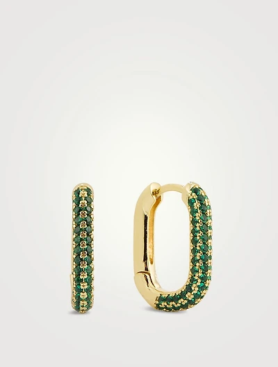 Pavé Chain Link Huggie Hoop Earrings