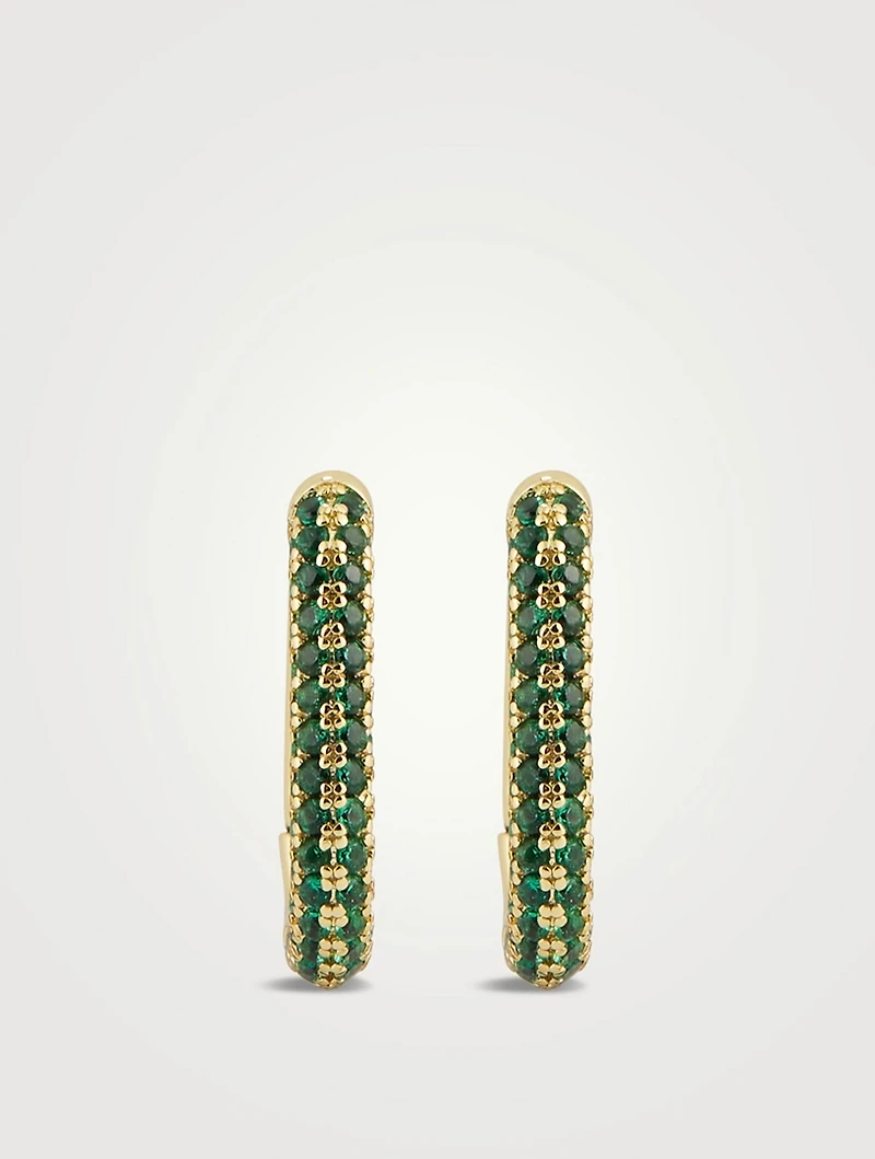 Pavé Chain Link Huggie Hoop Earrings