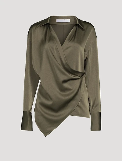 Satin Crêpe Wrap Shirt