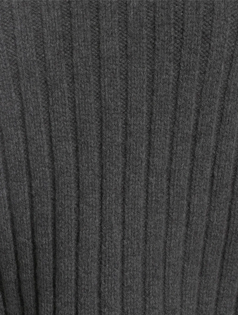 Distressed Rib-Knit Turtleneck